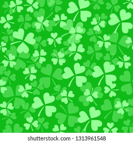 Shamrock, clover pattern. St. Patrick's Day background. Vector illustration.