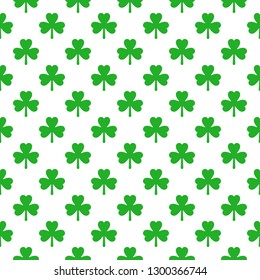 Shamrock clover seamless pattern. Green and white. Vector illustration.