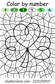 Shamrock color by number game for children vector illustration