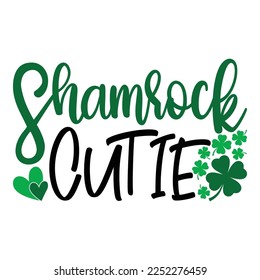 Decoración del Día del Shamrock Cutie Saint Patrick. Hoja De Vestido Y Sombrero Verde. Afiche de tipografía en el Día de San Marcos