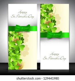 Shamrock decorated banner set for Happy St. Patrick's Day.