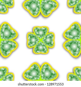 shamrock diamonds pattern, abstract seamless texture; vector art illustration