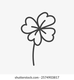 Shamrock doodle line illustration. Clover lucky leaf