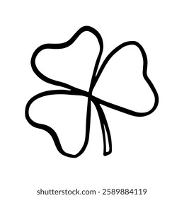 Shamrock doodle sketch. Three leaves clover outline vector illustration. St. Patrick s day and Ireland symbol on white background