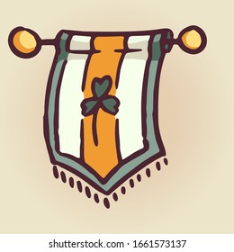 Shamrock flag symbol.
St.Patrick's day elements icon. 
Colored cartoon illustration.Vector design for web design, mobile app, stickers and games.