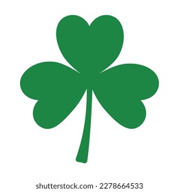 Shamrock flat icon for apps and websites. Green icon isolated on white background. Clover silhouette. Simple icon. Web site page and mobile app design vector element.