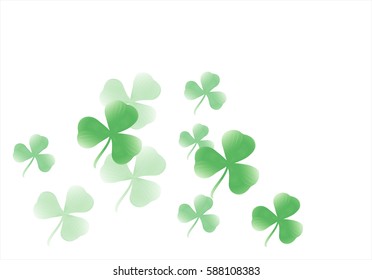 Shamrock flying, Green leaf clovers  isolated on white background. Design for St Patricks day. Vector