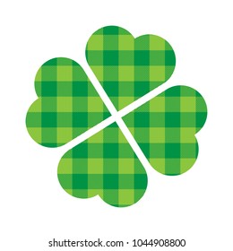 Shamrock Four Leaf Clover Icon. Green Lumberjack Pattern. Saint Patricks Day Symbol.