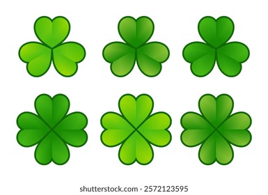 shamrock and four leaf clover icon symbol design flat vector