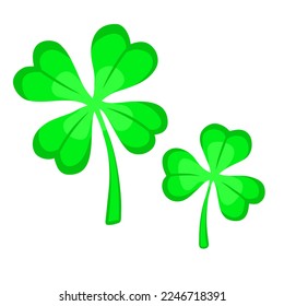 Shamrock and four-leaf clover symbol of St. Patrick's Day and good luck, attributes of the Irish holiday. Vector illustration