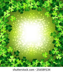 Shamrock frame with white light for St. Patrick's day card