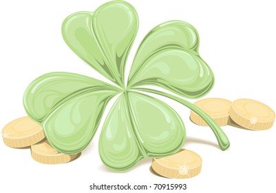shamrock with gold coins