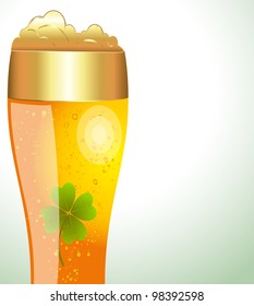 Shamrock in Golden Beer Glass
