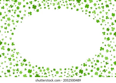 Shamrock or green clover leaves pattern background flat design vector illustration isolated on white background. St Patricks Day shamrock symbols decorative elements pattern.