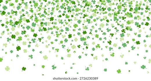 Ilustración vectorial de diseño plano de fondo de patrón de hojas de trébol verde o trébol. Símbolos de trébol del día de San Patricio Elementos decorativos textura de patrón Horizontal.