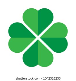 Shamrock - green four leaf clover icon. Good luck theme design element. Simple geometrical shape vector illustration.