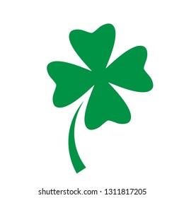 Shamrock - green four leaf clover icon. Good luck theme design element. Simple geometrical shape vector illustration.