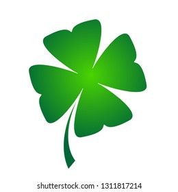 Shamrock - green four leaf clover icon. Good luck theme design element. Simple geometrical shape vector illustration.