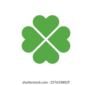 Shamrock green four leaf clover icon, Luck or stylized lucky four leaf clover vector icon for apps and web