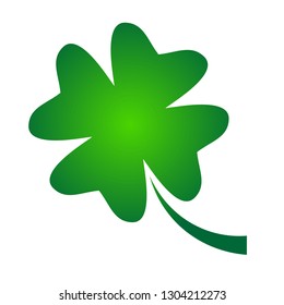 Shamrock - green gradient four leaf clover icon. Good luck theme design element. Simple geometrical shape vector illustration.