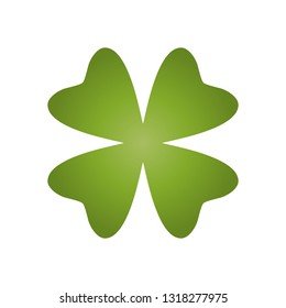Shamrock - green gradient four leaf clover icon. Good luck theme design element. Simple geometrical shape vector illustration.
