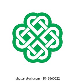 Shamrock - green leaf Irish knot clover as linked hearts