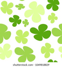 Shamrock green seamless repeating pattern in various shades of green with white background