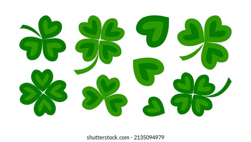 Shamrock, Vektorsymbol, Ireland-grünes Kleeblatt, vierblättriges Glückssymbol, irische Pflanze für Patrick Day einzeln auf weißem Hintergrund. 