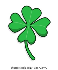 Shamrock, a hand drawn vector illustration of a shamrock (clover), the clover and the shadow backdrop are on separate group for easy editing.