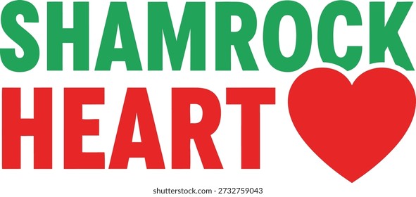 Shamrock Coração tipografia design ilustração vetorial para St Patricks Day amor e espírito festival irlandês em fundo transparente.