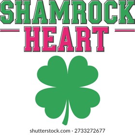 Ilustración vectorial de diseño de tipografía Shamrock Heart para el Día de San Patricio ama el orgullo irlandés y la sensación festiva sobre fondo transparente.