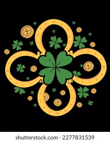 Shamrock horseshoe western st patrick t-shirt design