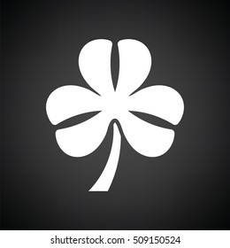 Shamrock icon. Black background with white. Vector illustration.