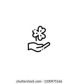 Shamrock icon, flat design line art thin style. Saint Patrick's Day vector illustration