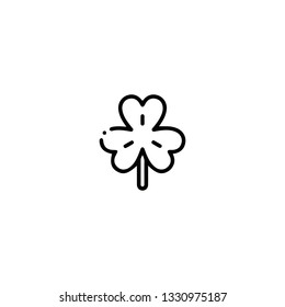 Shamrock icon, flat design line art thin style. Saint Patrick's Day vector illustration