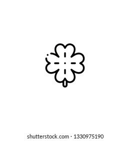Shamrock icon, flat design line art thin style. Saint Patrick's Day vector illustration