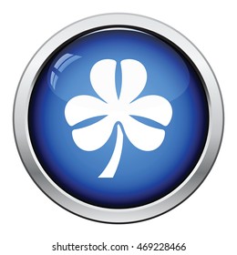 Shamrock icon. Glossy button design. Vector illustration.