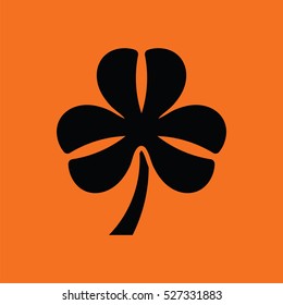 Shamrock icon. Orange background with black. Vector illustration.