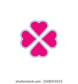 Shamrock Icon Pink, Shamrocks, Four Leaf Clover, Irish Symbol, St Patrick's Day Logo, Luck Sign, Isolated, Variations. EPS 10