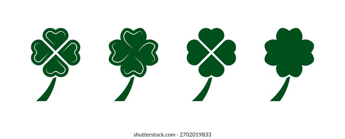 shamrock icon set. green shamrock icon vector. Flat style - stock vector.