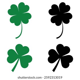  Shamrock icon set vector. Clover illustration sign collection. St Patrick's Day symbol or logo