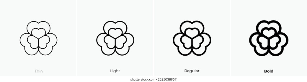 shamrock icon. Thin, Light Regular And Bold style design isolated on white background