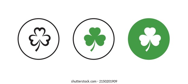 shamrock icon. Trefoil. The white clover leaf is the symbol of Ireland. Colored vector illustration. Isolated background. Three sheets. Saint Patrick Day. Green plant