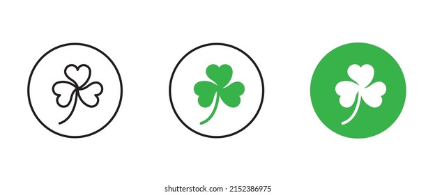 shamrock icon. Trefoil. The white clover leaf is the symbol of Ireland. Colored vector illustration. Isolated background. Three sheets. Saint Patrick Day. Green plant