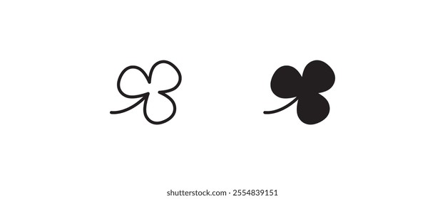 shamrock icon. Trefoil. The white clover leaf is the symbol of Ireland. Colored vector illustration. Isolated background. Three sheets. Saint Patrick Day. Green plant