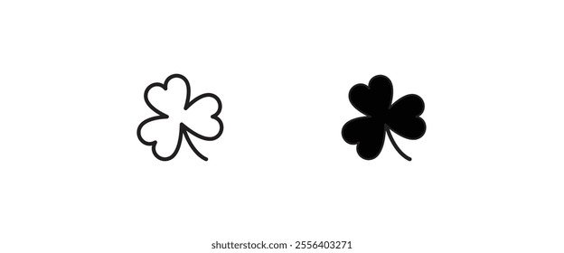 shamrock icon. Trefoil. The white clover leaf is the symbol of Ireland. Colored vector illustration. Isolated background. Three sheets. Saint Patrick Day. Green plant