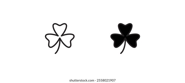 shamrock icon. Trefoil. The white clover leaf is the symbol of Ireland. Colored vector illustration. Isolated background. Three sheets. Saint Patrick Day. Green plant