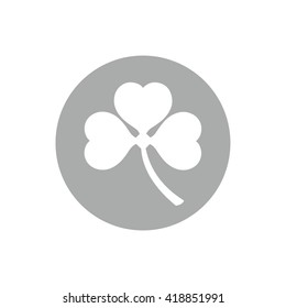 Shamrock icon vector illustration. Gray button. Gray circle