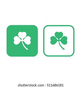 Shamrock icon vector illustration. Green and white