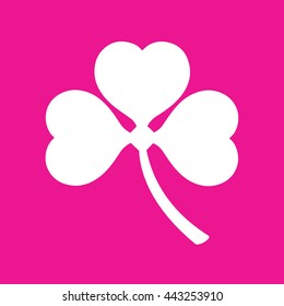 Shamrock icon vector illustration. Pink background